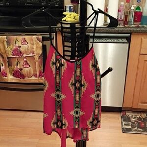 Society Pink and Black Geometric Camisole